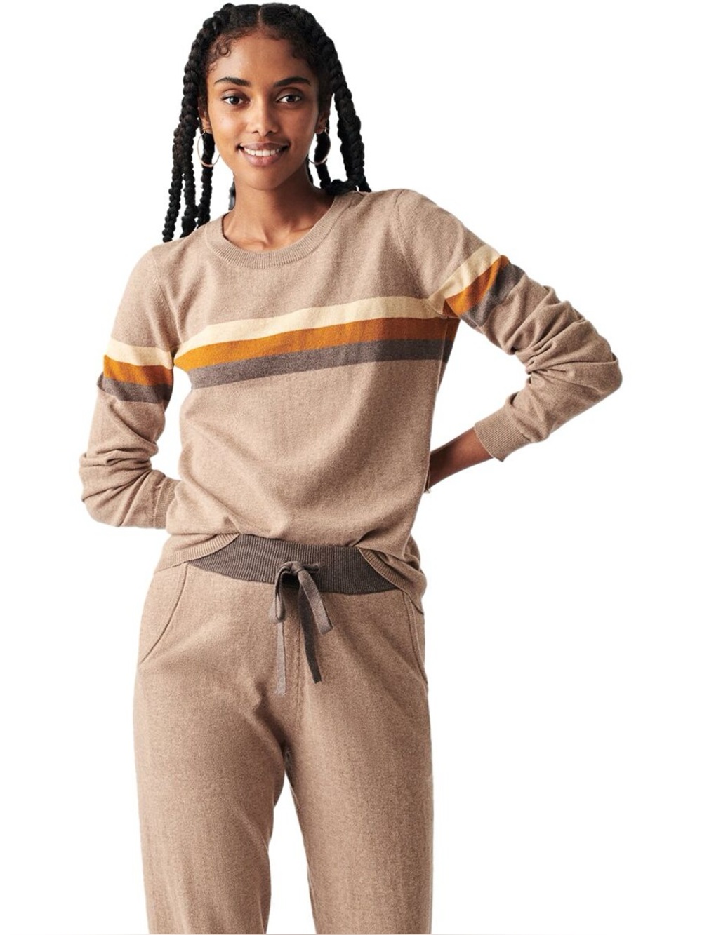 Faherty Horizon Surf Color block Stripe Organic Cotton Sweater